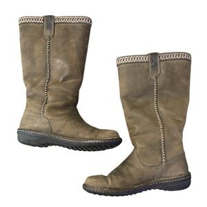 UGG WOMENS 5139 Swell Brown Leather Riding Boots, Sheepskin Snow Boots Size 9